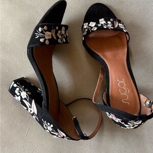 Sugar Black and White Heels with Ankle Strap